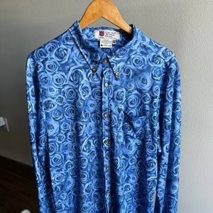 iliac Golf Handmade Men's XL Blue Rose Shirt Premium